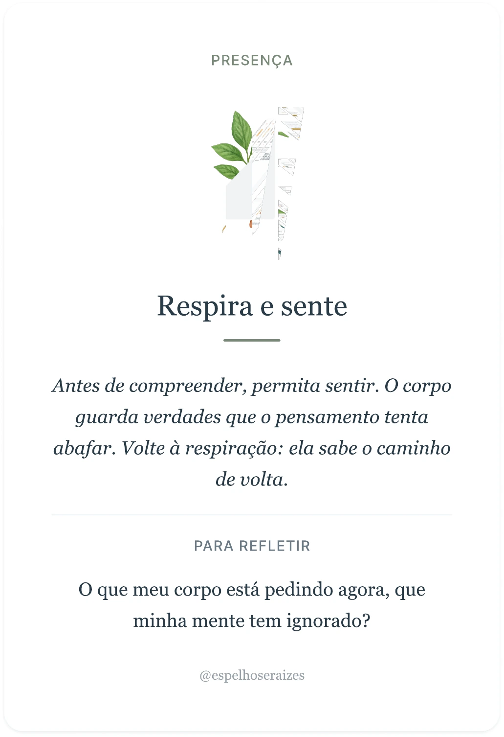 Carta Respira e sente, da dimensão Presença